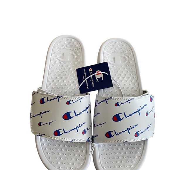 Champion IPO Scripture Logo Slide Sandals - White Men's Size 12 - New with Box - Picture 4 of 4